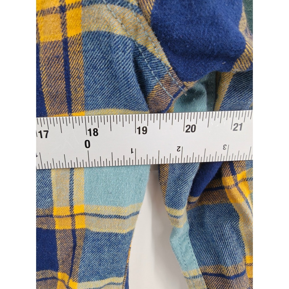 Eastern Mountain Sports EMS Womens M Blue Yellow Plaid Cotton Flannel Shirt - Picture 3 of 8